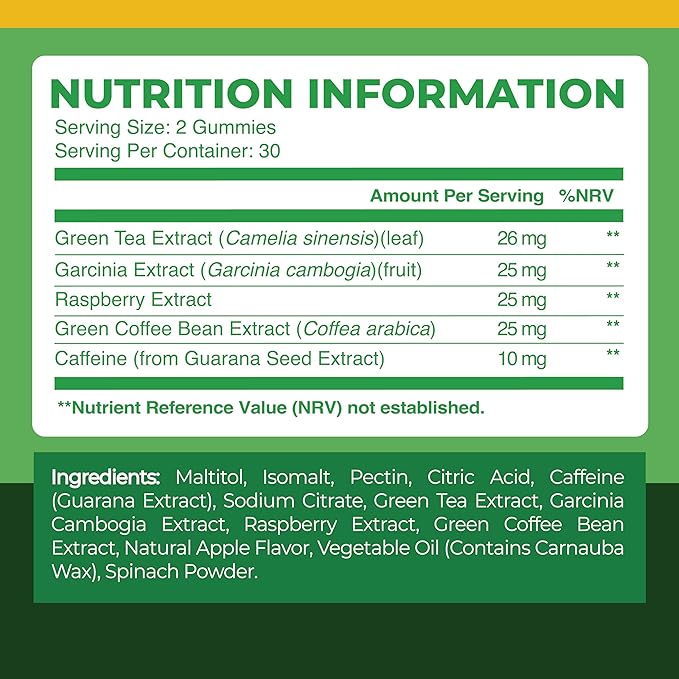Nobi Nutrition Green Tea Fat Burner Gummies for Weight Loss | Metabolism Boost & Appetite Suppressant with Green Coffee Bean Extract & Garcinia Cambogia | Pills to Burn Belly Fat for Women & Men