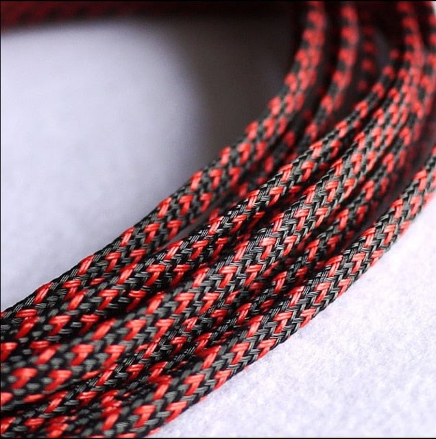 10M/1LOT 3MM 4MM 6MM 8MM 10MM 12MM 16MM Flat PET Sleeves Braided Expandable Cable Wire Snakeskin Sleeving black red blue green