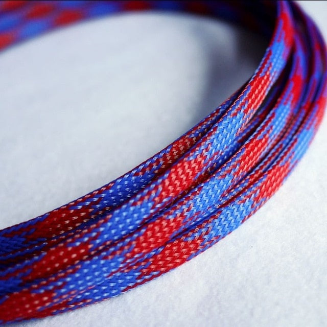 10M/1LOT 3MM 4MM 6MM 8MM 10MM 12MM 16MM Flat PET Sleeves Braided Expandable Cable Wire Snakeskin Sleeving black red blue green