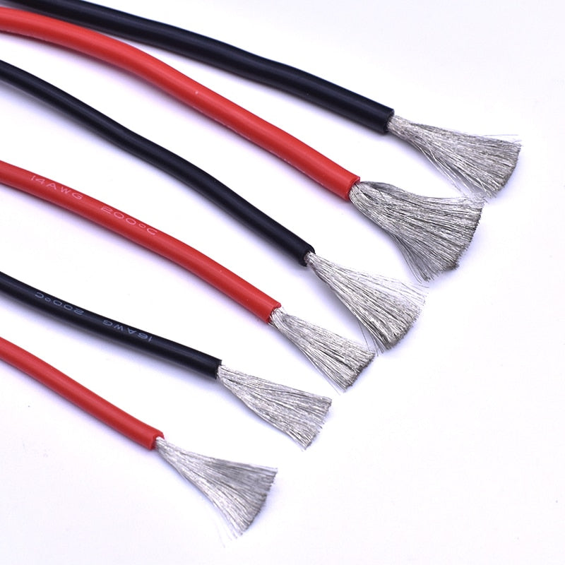 Supper Soft Heat-Resistant Red Black Silicone Cable Battery Wire 12AWG 14AWG 16 AWG 18AWG 20AWG 22AWG 24AWG 26AWG 28AWG 30AWG